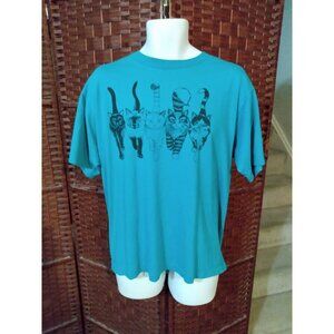 Vintage 90s Cats Walking T Shirt Double Sided Cat Print Single Stich XL Unisex